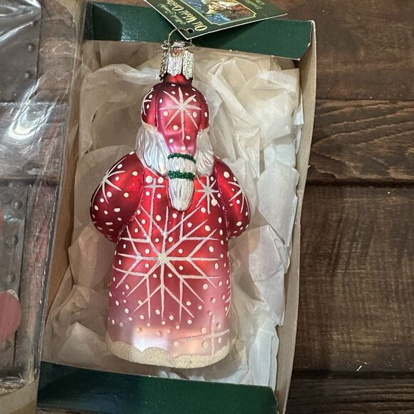 NEW Old World Christmas Sparkling Sleepy SANTA Glass Tree Ornament w/ Box - Picture 4 of 8